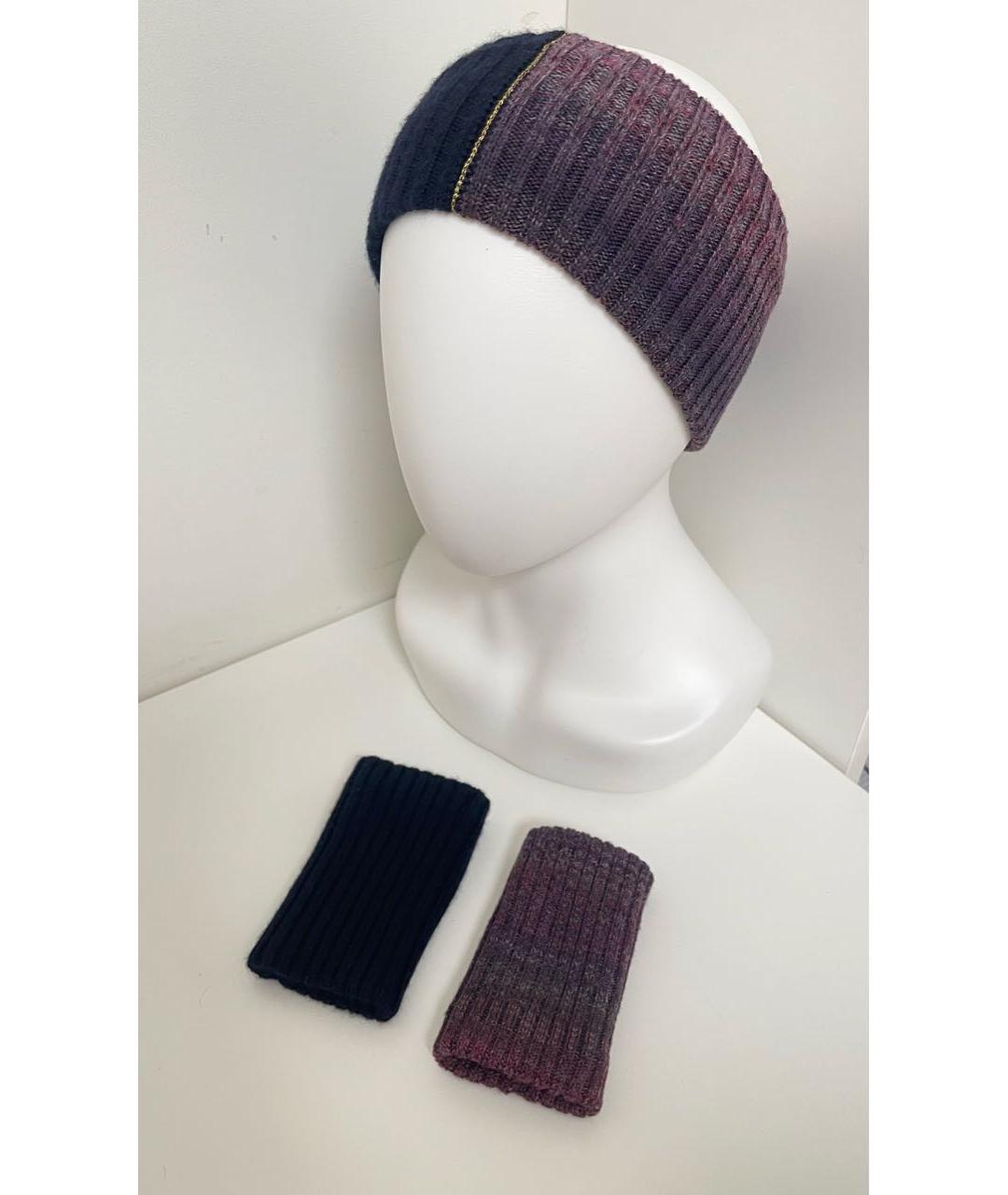 CHANEL Темно-синяя кашемировая повязка на голову, фото 3