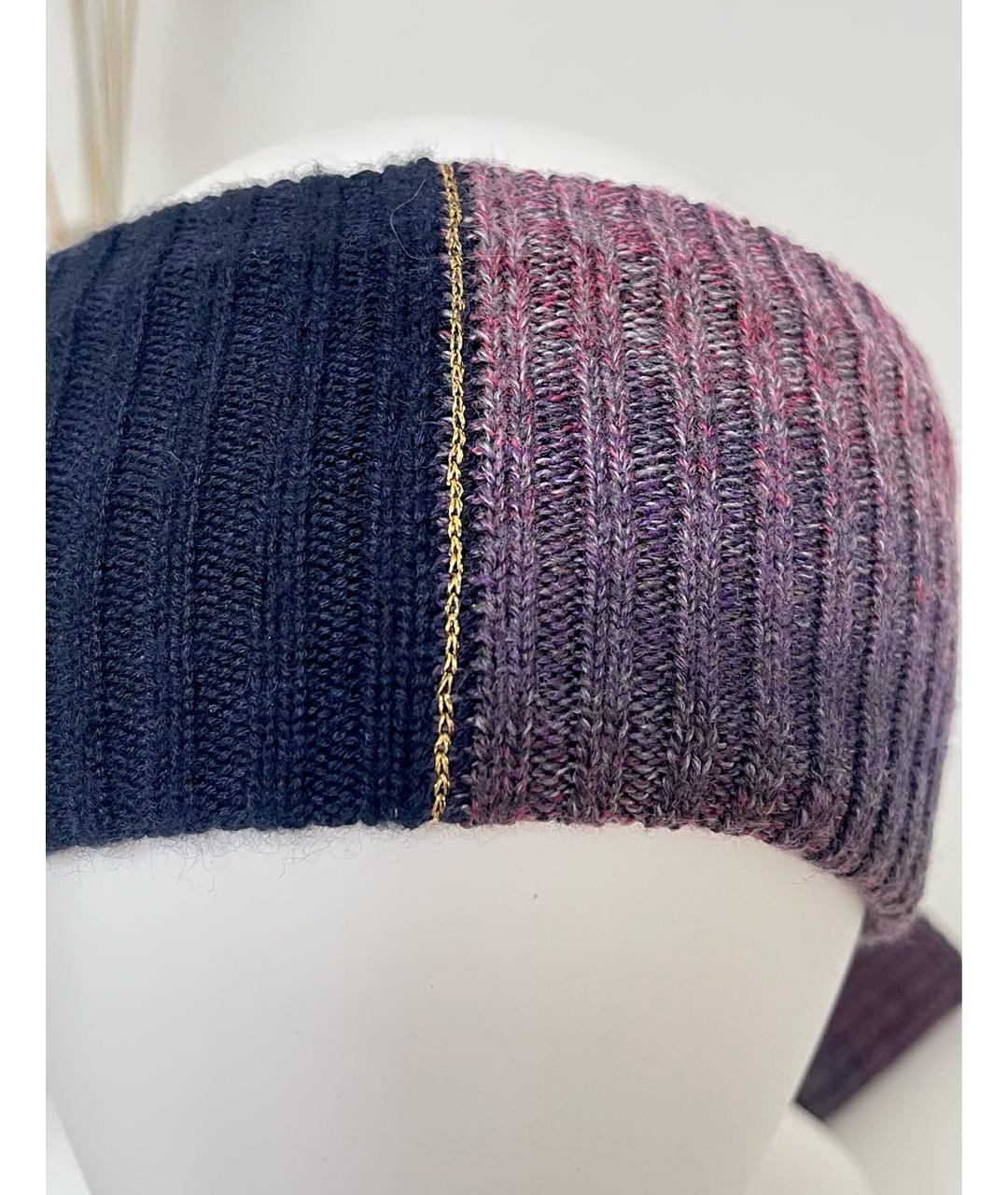 CHANEL Темно-синяя кашемировая повязка на голову, фото 2