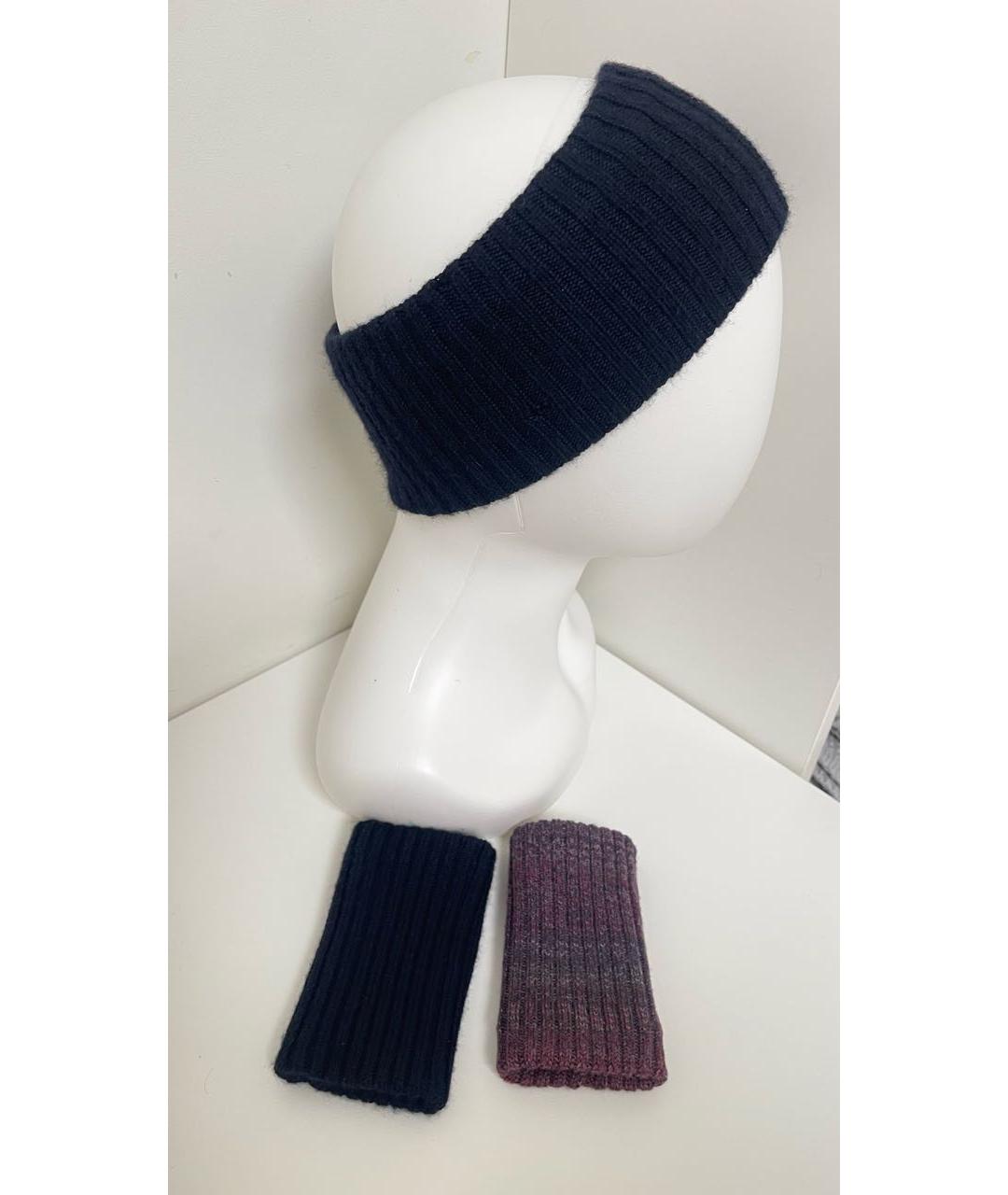 CHANEL Темно-синяя кашемировая повязка на голову, фото 5