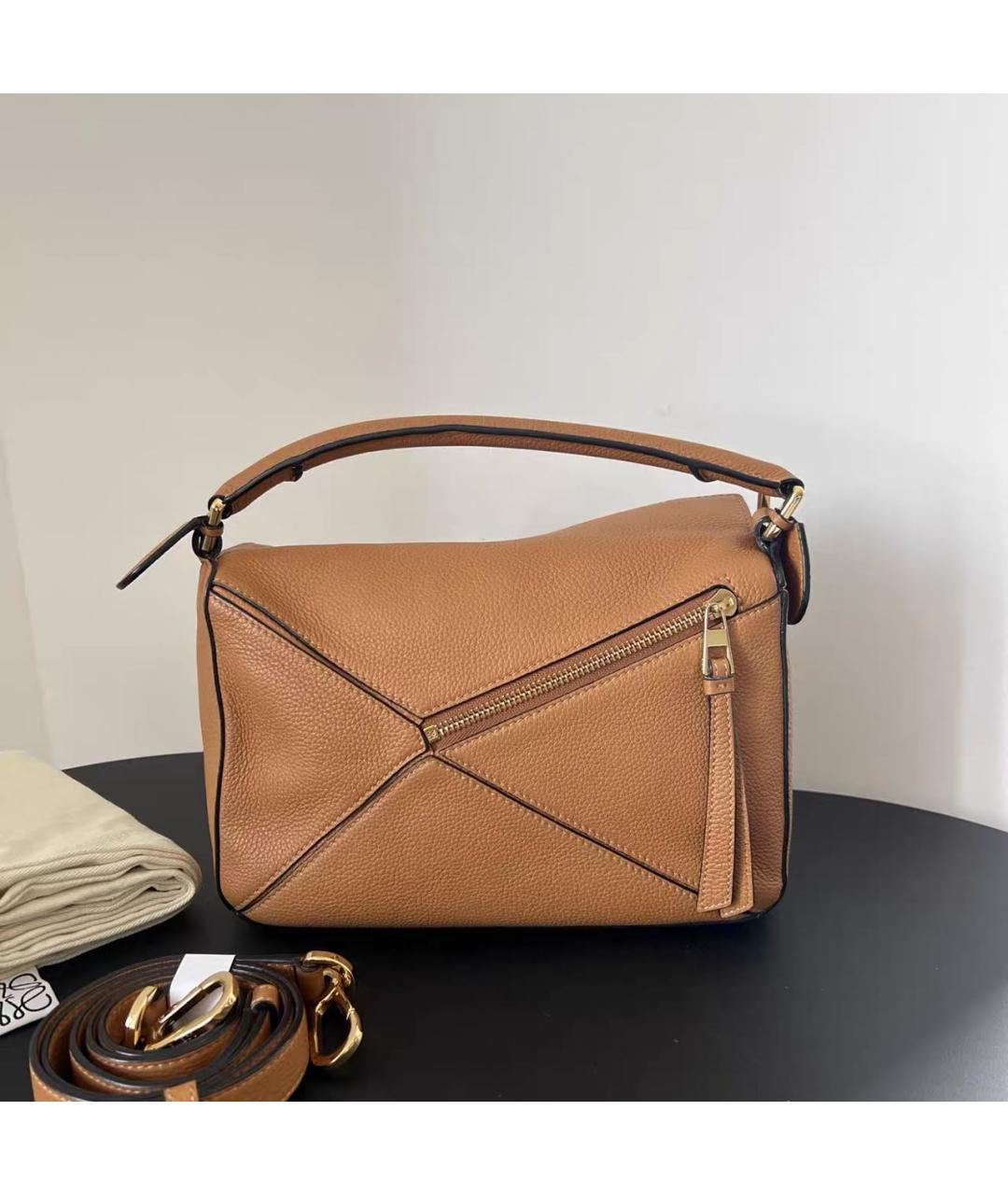 LOEWE Коричневая кожаная сумка с короткими ручками, фото 2