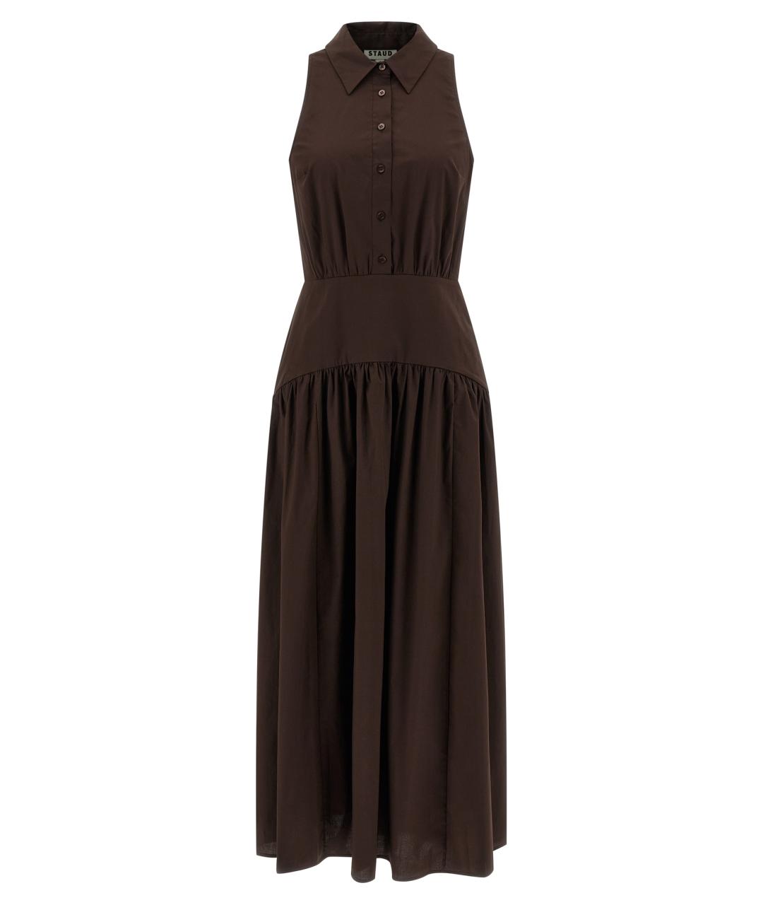 STAUD Коричневое хлопковое платье, фото 1