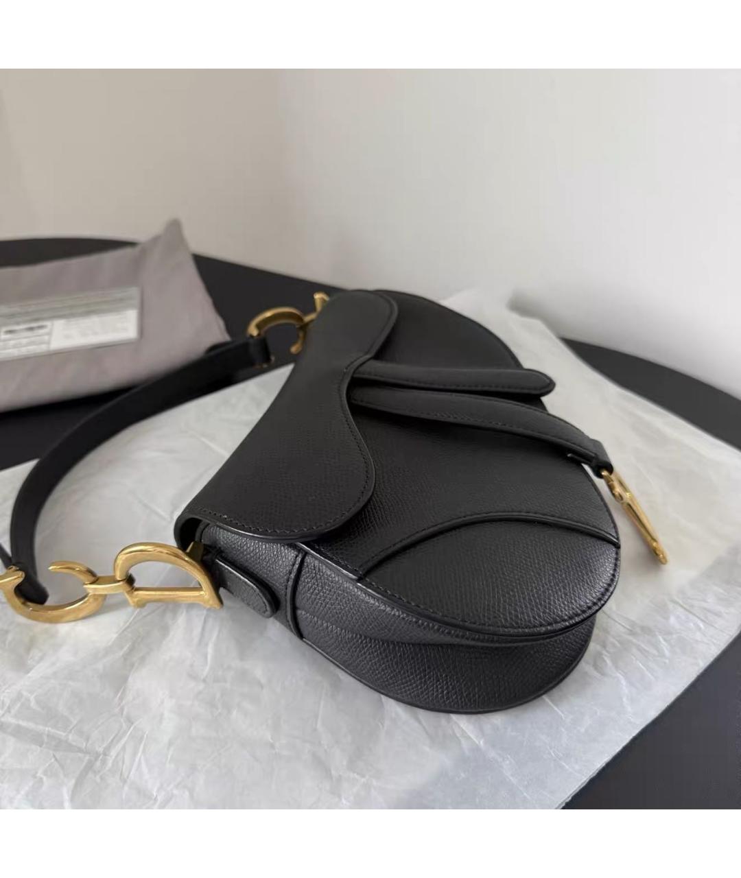 CHRISTIAN DIOR Черная кожаная сумка с короткими ручками, фото 3