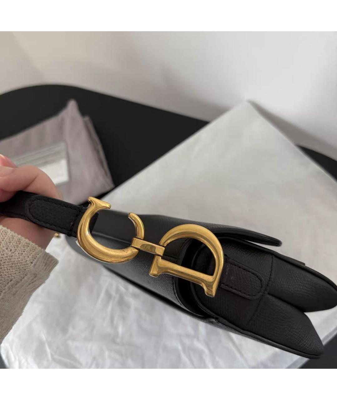 CHRISTIAN DIOR Черная кожаная сумка с короткими ручками, фото 5