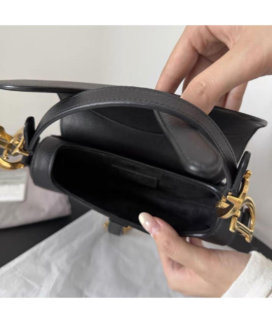 CHRISTIAN DIOR Черная кожаная сумка с короткими ручками, фото 8