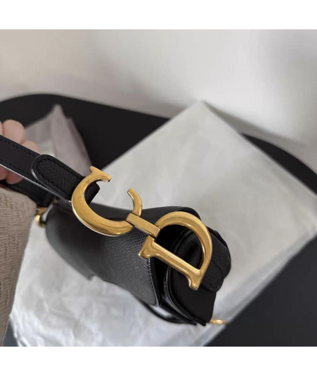 CHRISTIAN DIOR Черная кожаная сумка с короткими ручками, фото 4