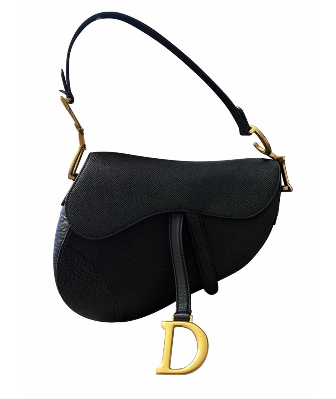 CHRISTIAN DIOR Черная кожаная сумка с короткими ручками, фото 1