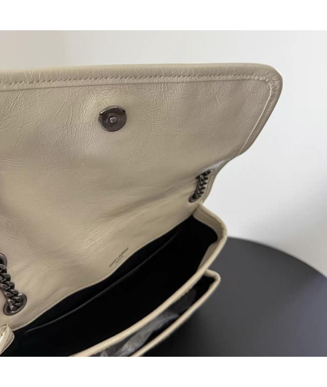 SAINT LAURENT Белая кожаная сумка через плечо, фото 6