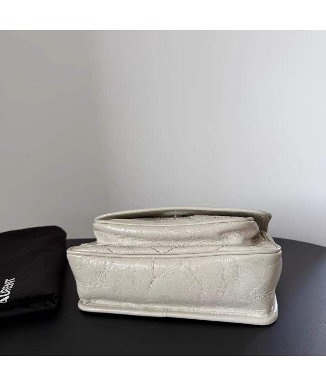 SAINT LAURENT Белая кожаная сумка через плечо, фото 4