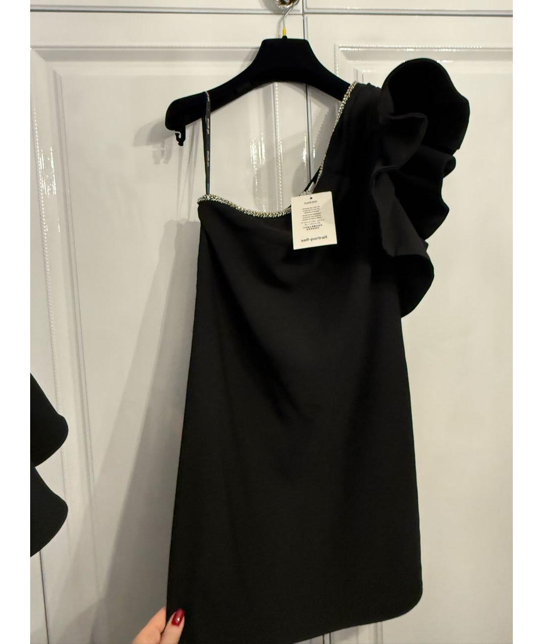 SELF-PORTRAIT Черное шерстяное коктейльное платье, фото 9