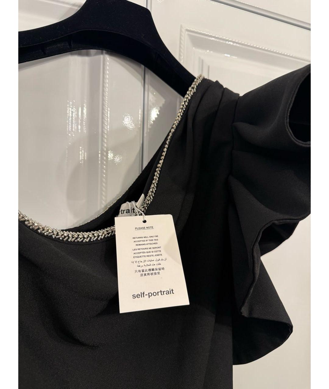 SELF-PORTRAIT Черное шерстяное коктейльное платье, фото 2