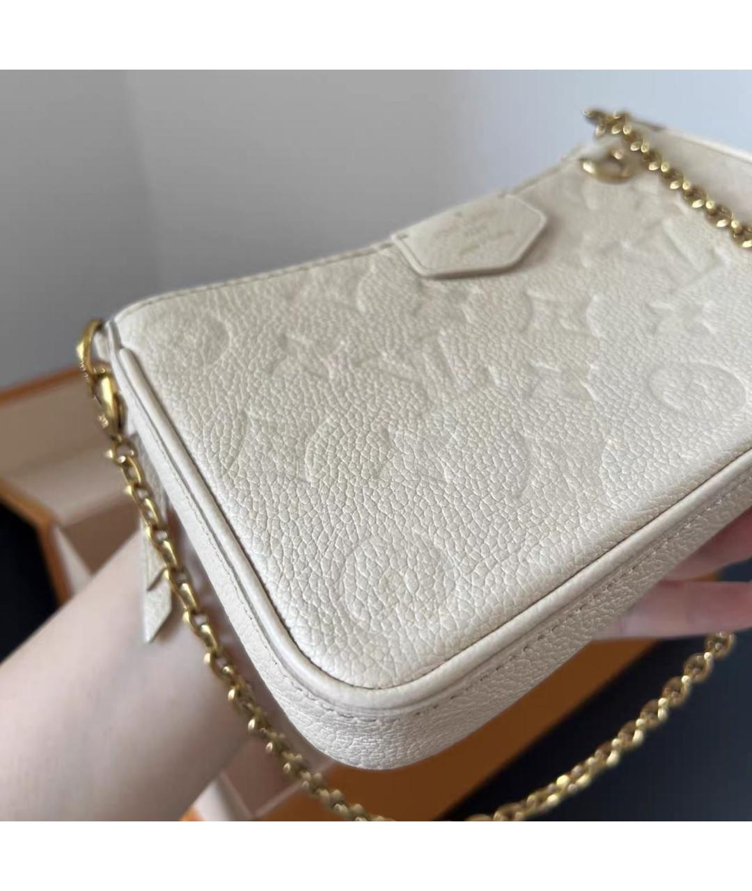 LOUIS VUITTON Бежевая кожаная сумка через плечо, фото 3