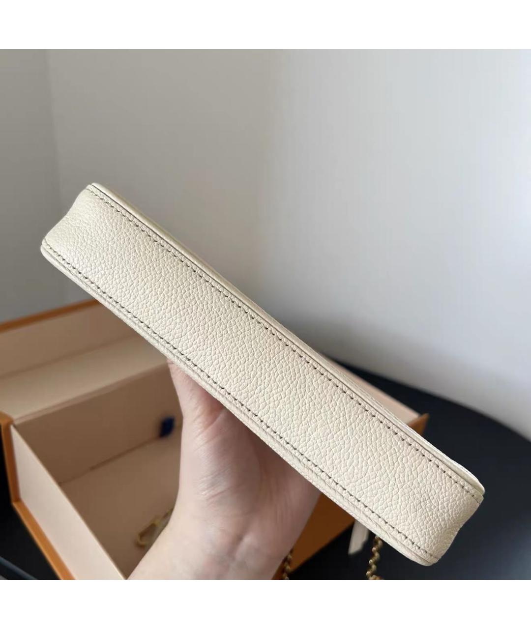 LOUIS VUITTON Бежевая кожаная сумка через плечо, фото 7