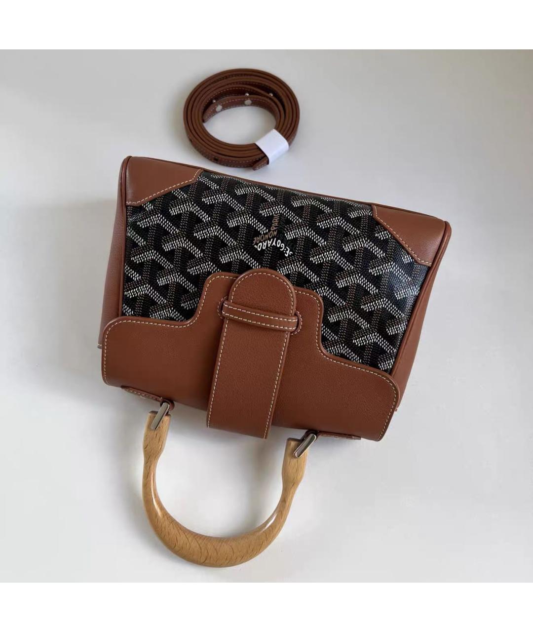 GOYARD Коричневая кожаная сумка через плечо, фото 4