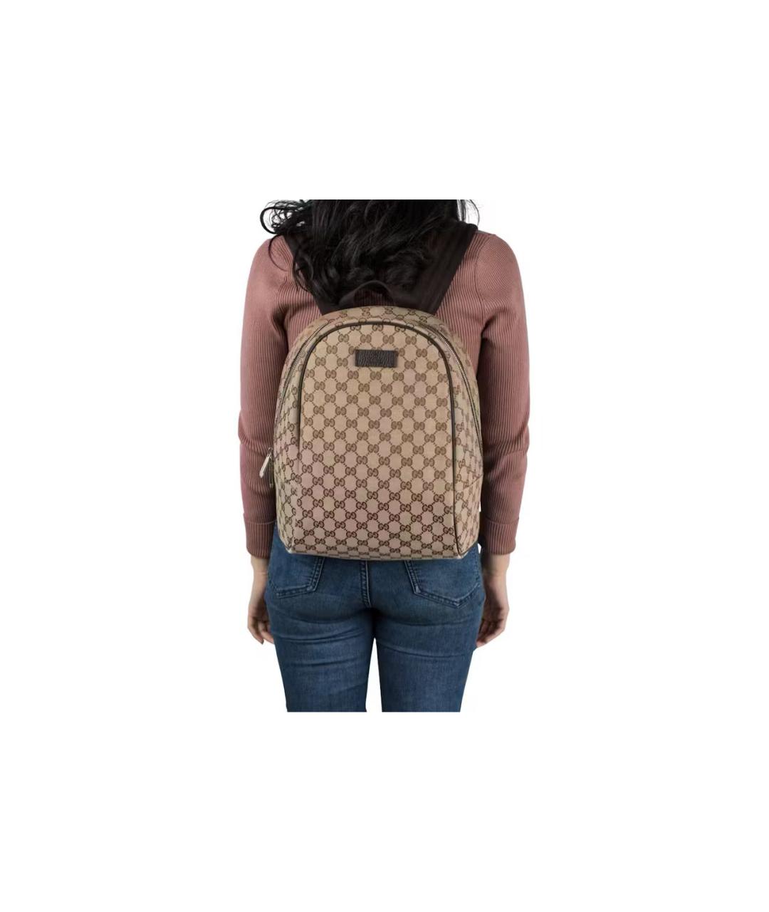 GUCCI Коричневый тканевый рюкзак, фото 4