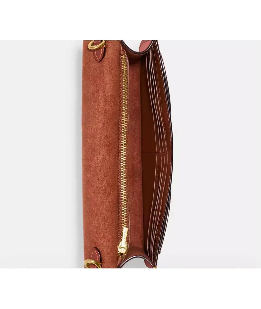 COACH Коричневая кожаная сумка через плечо, фото 3