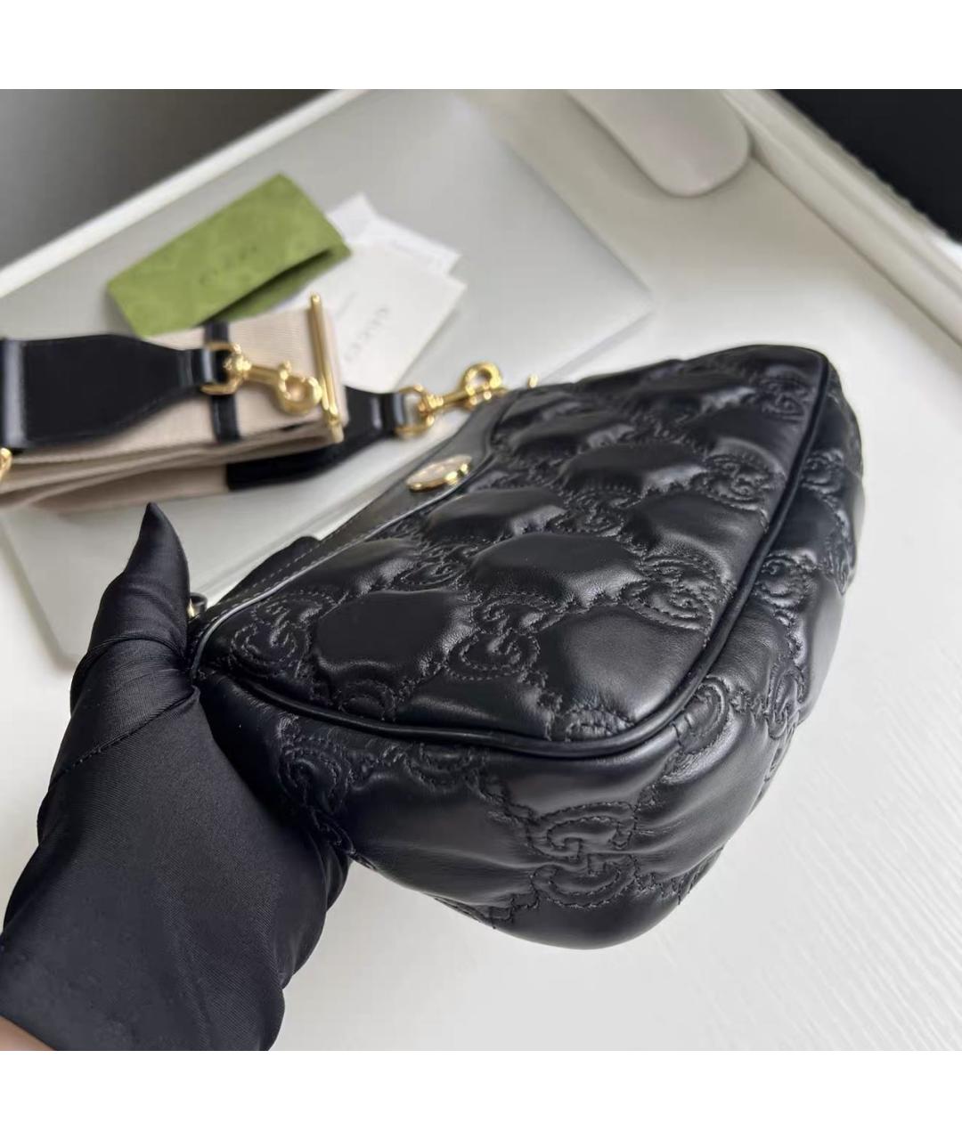 GUCCI Черная кожаная сумка через плечо, фото 5