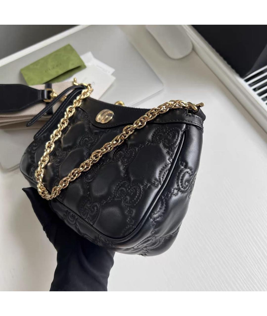 GUCCI Черная кожаная сумка через плечо, фото 6