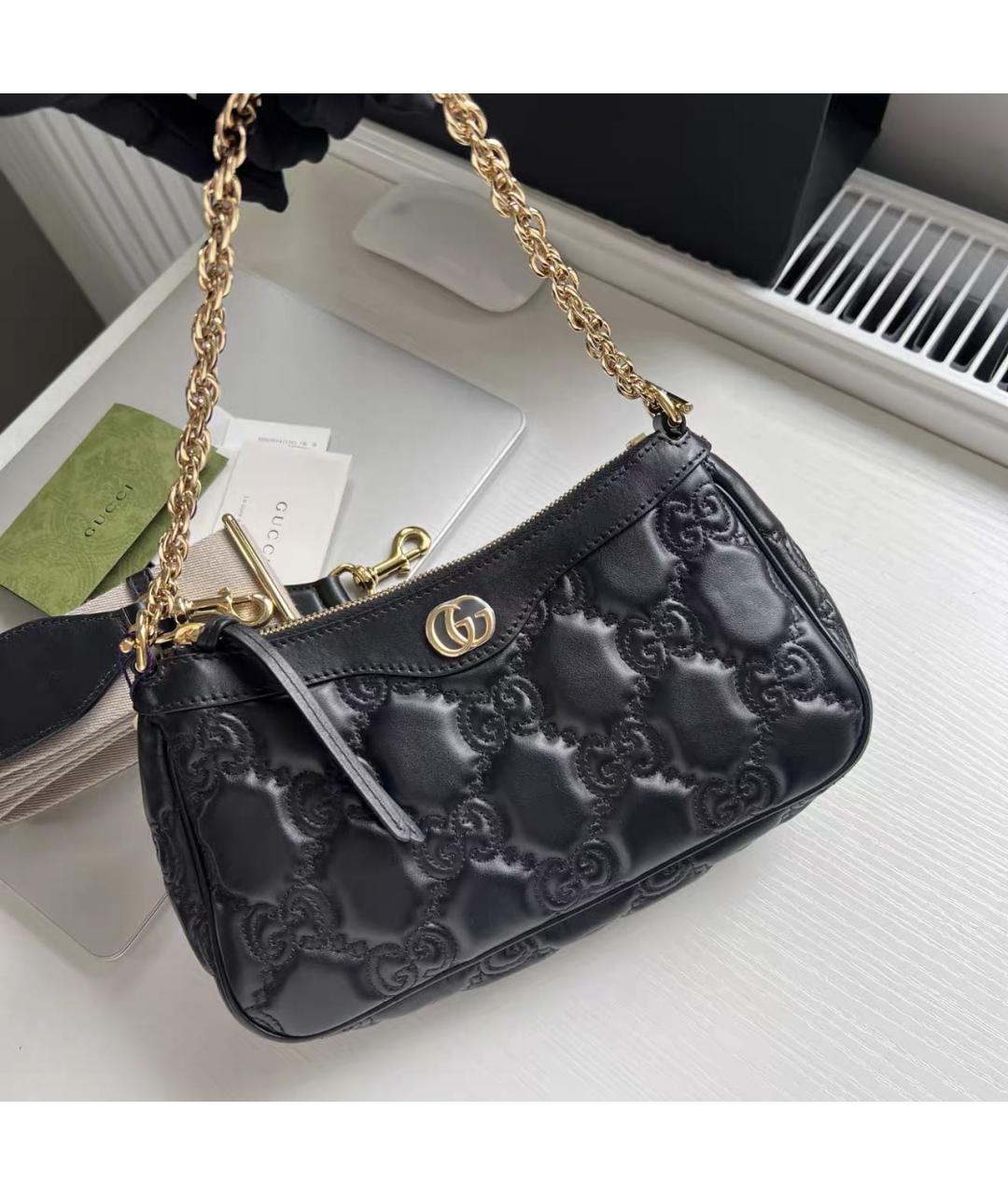 GUCCI Черная кожаная сумка через плечо, фото 8