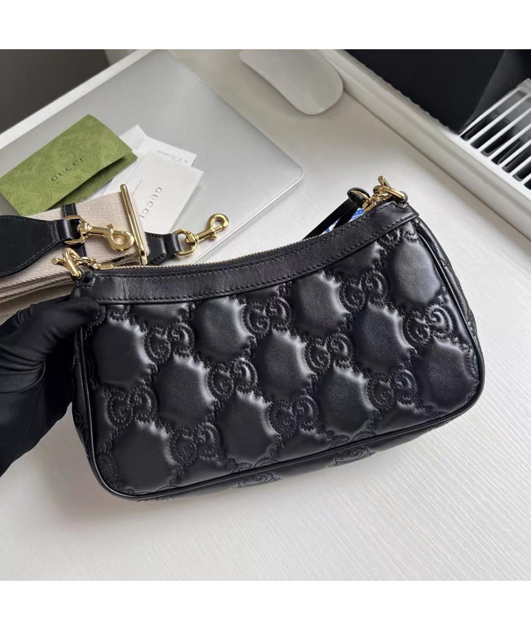 GUCCI Черная кожаная сумка через плечо, фото 2