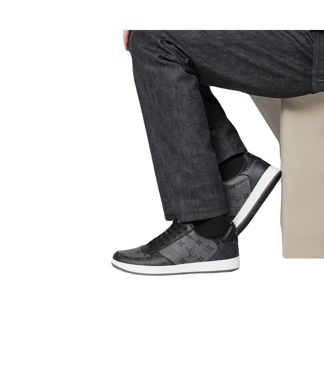 LOUIS VUITTON Черные кожаные низкие кроссовки / кеды, фото 4