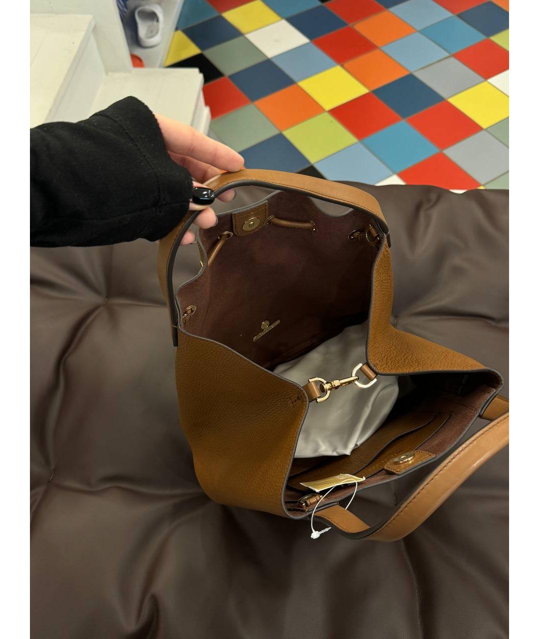 MICHAEL KORS Коричневая кожаная сумка через плечо, фото 6