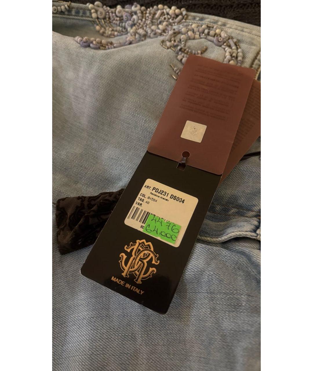 ROBERTO CAVALLI Голубые хлопковые джинсы клеш, фото 8