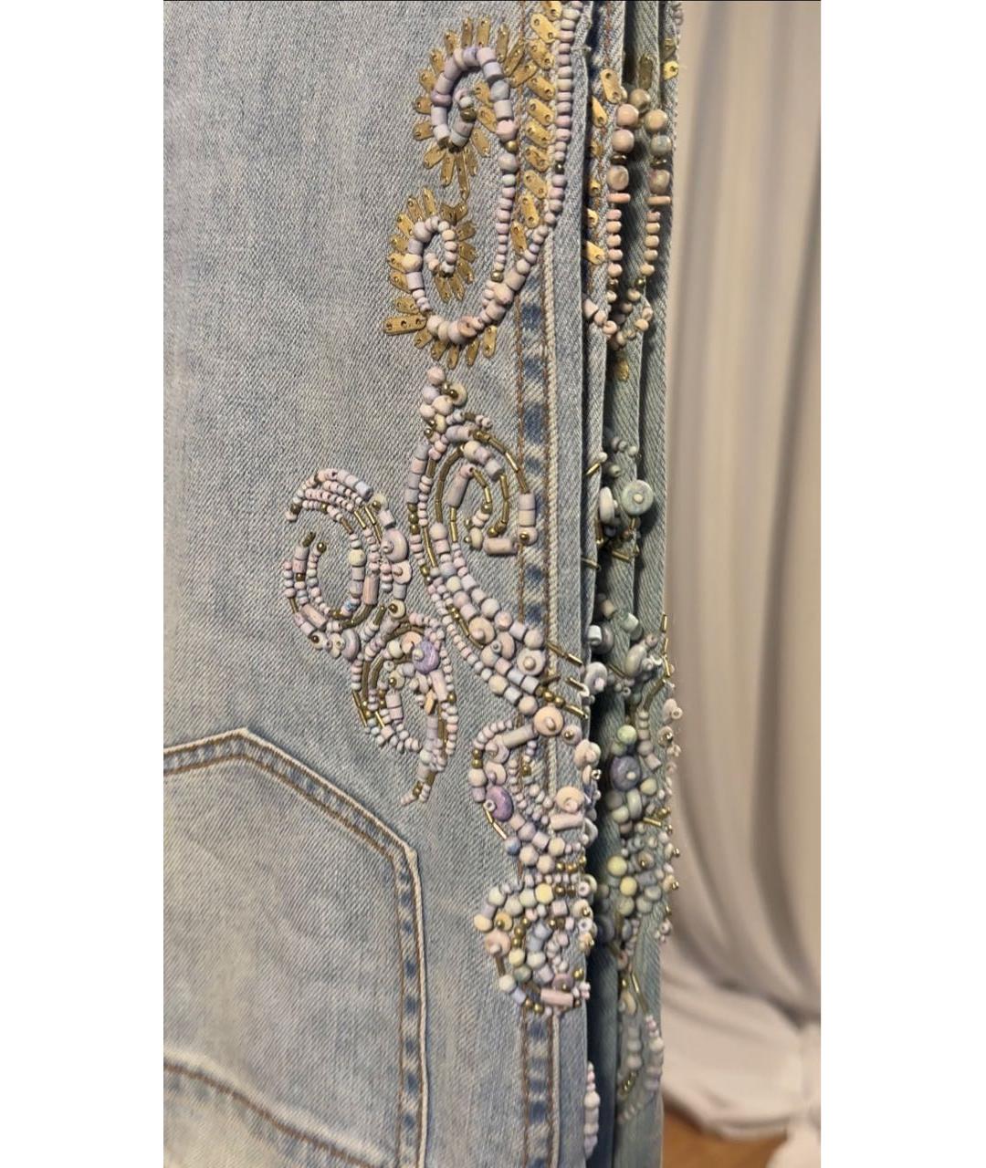 ROBERTO CAVALLI Голубые хлопковые джинсы клеш, фото 6