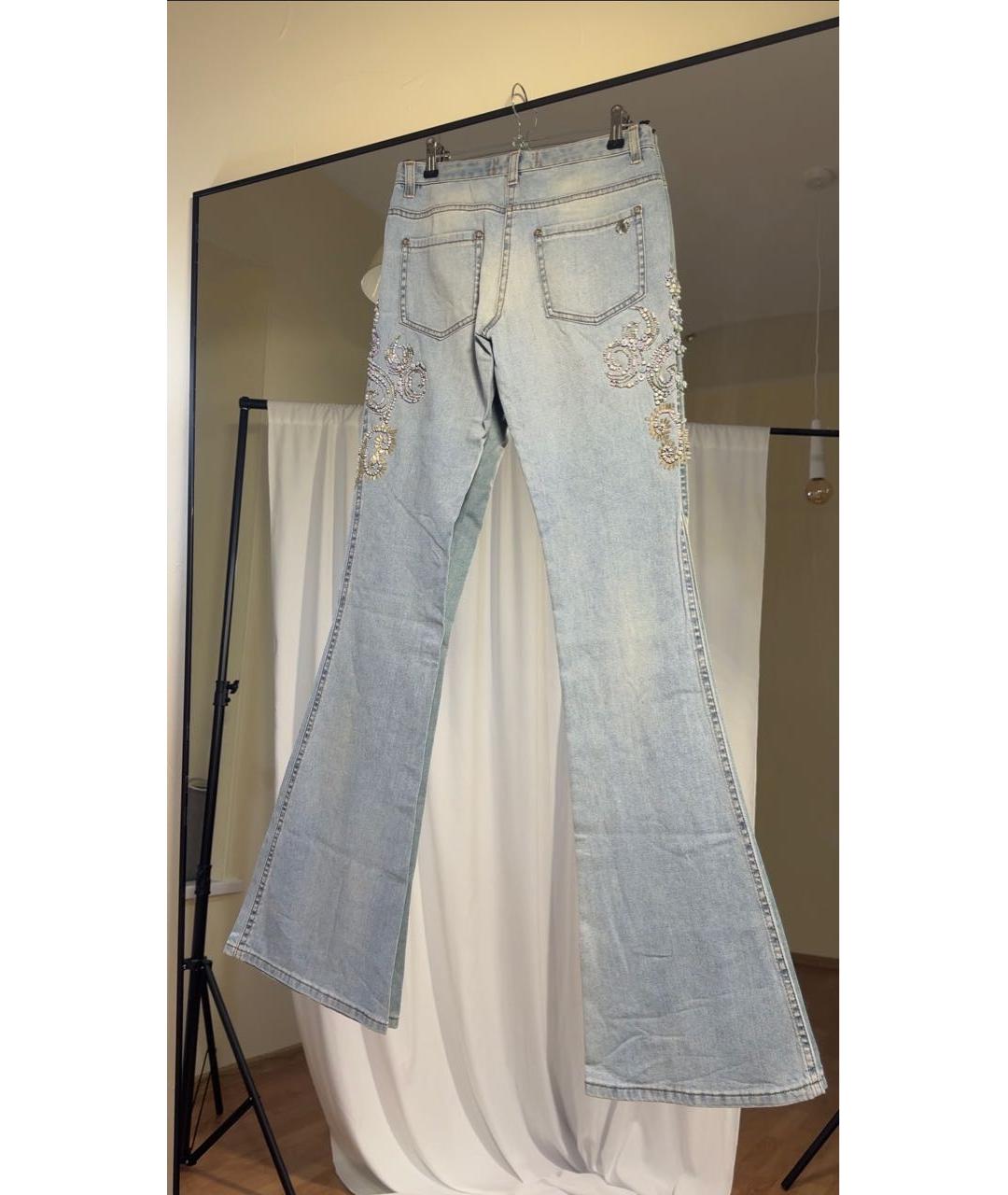 ROBERTO CAVALLI Голубые хлопковые джинсы клеш, фото 2