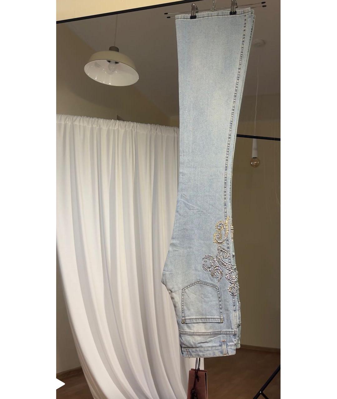 ROBERTO CAVALLI Голубые хлопковые джинсы клеш, фото 5