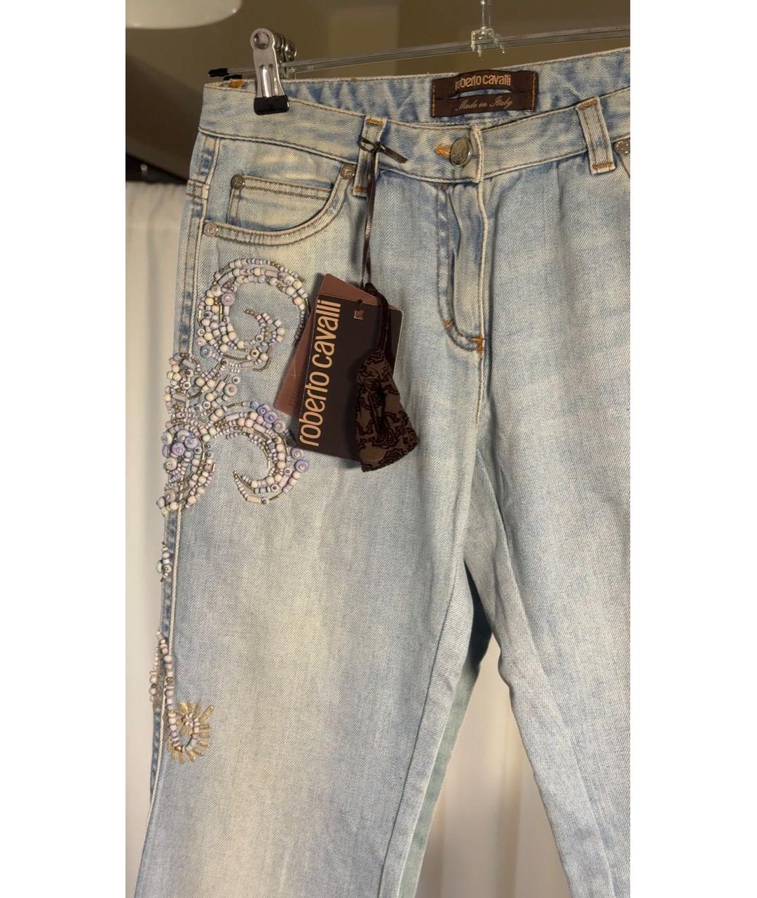 ROBERTO CAVALLI Голубые хлопковые джинсы клеш, фото 4
