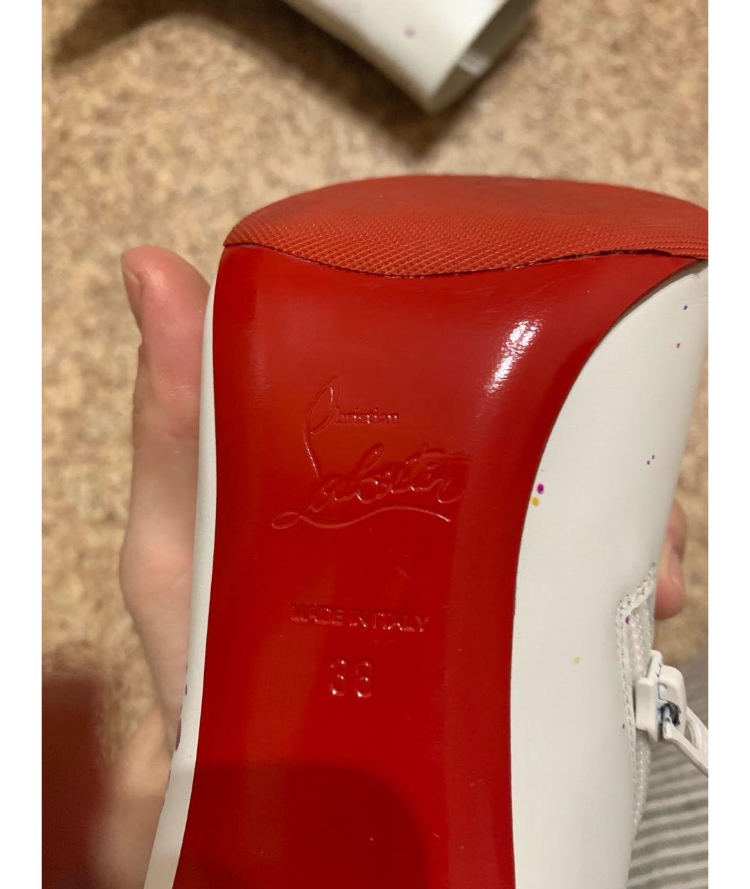 CHRISTIAN LOUBOUTIN Белые кожаные ботильоны, фото 7