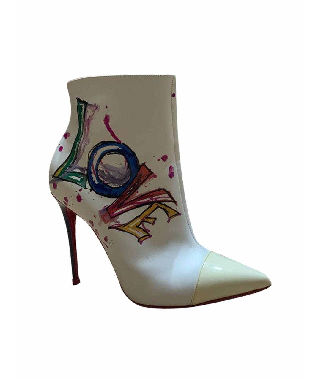 CHRISTIAN LOUBOUTIN Белые кожаные ботильоны, фото 1