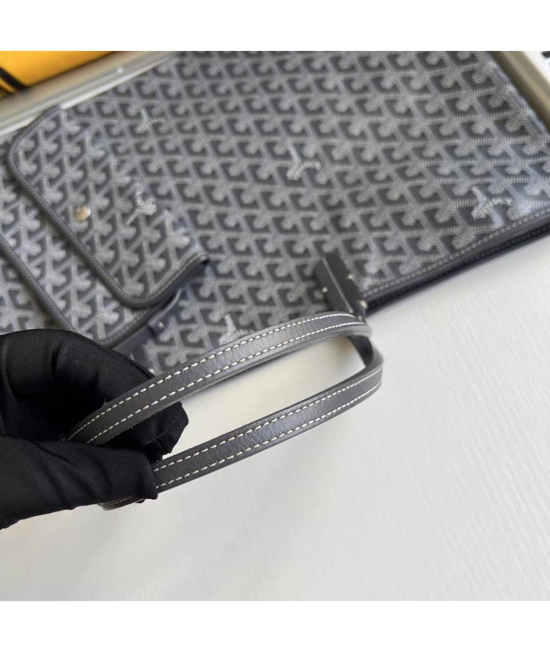GOYARD Антрацитовая кожаная сумка тоут, фото 4