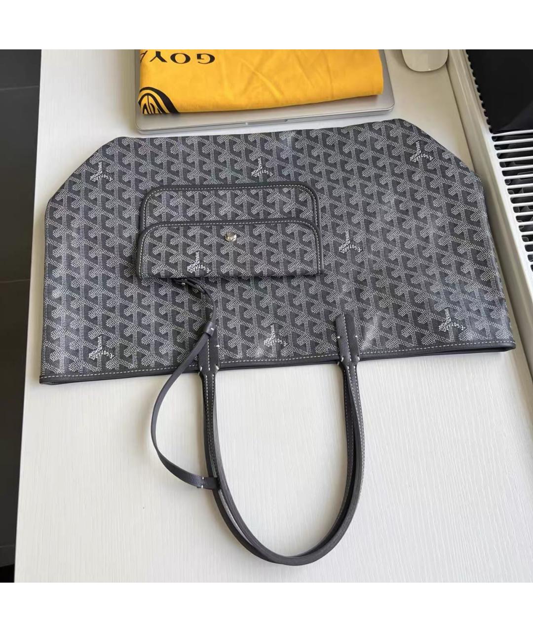 GOYARD Антрацитовая кожаная сумка тоут, фото 9