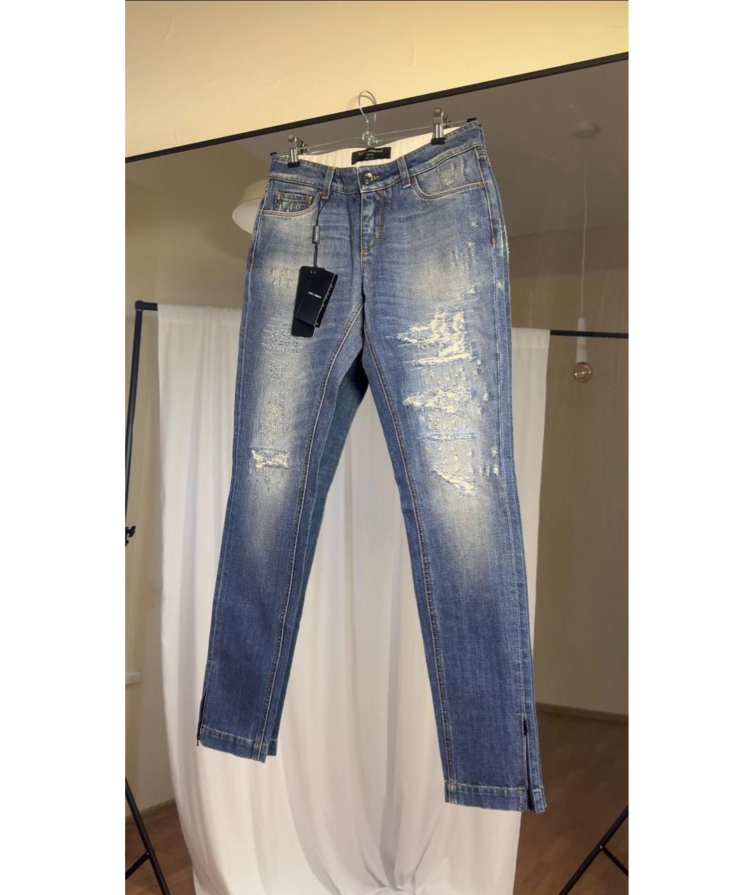 DOLCE&GABBANA Голубые хлопковые джинсы слим, фото 9