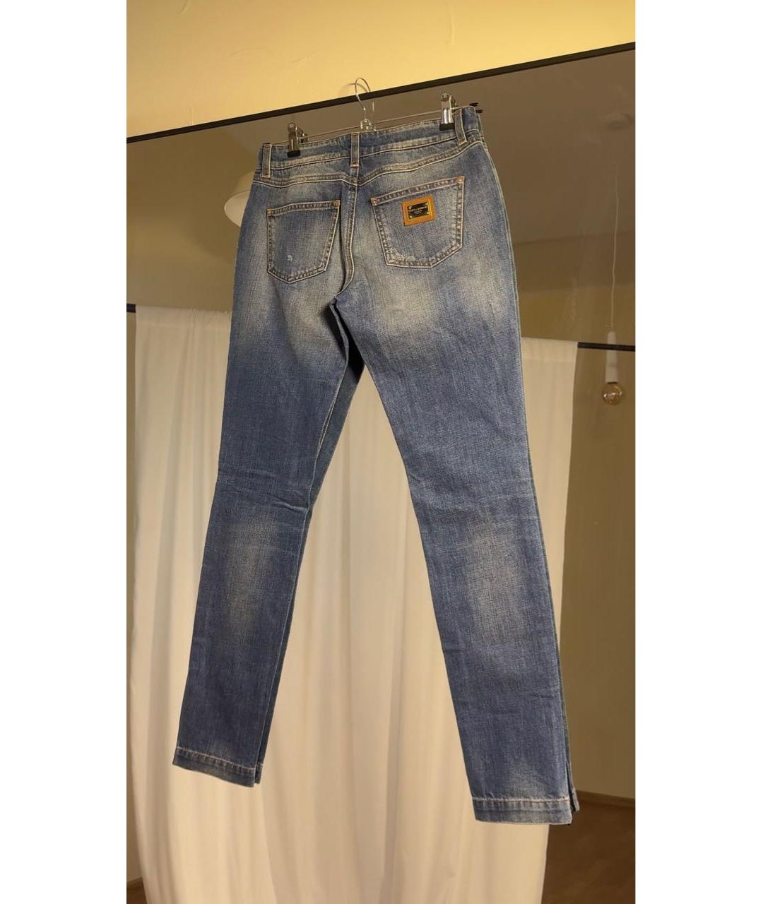 DOLCE&GABBANA Голубые хлопковые джинсы слим, фото 2