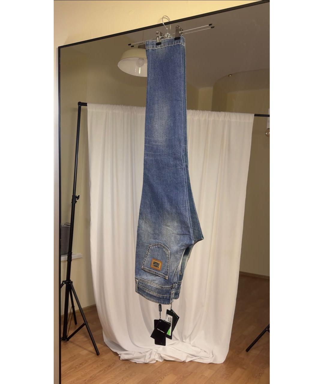 DOLCE&GABBANA Голубые хлопковые джинсы слим, фото 6