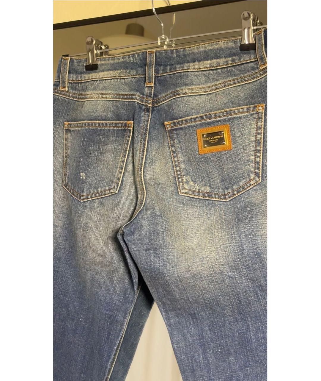 DOLCE&GABBANA Голубые хлопковые джинсы слим, фото 7