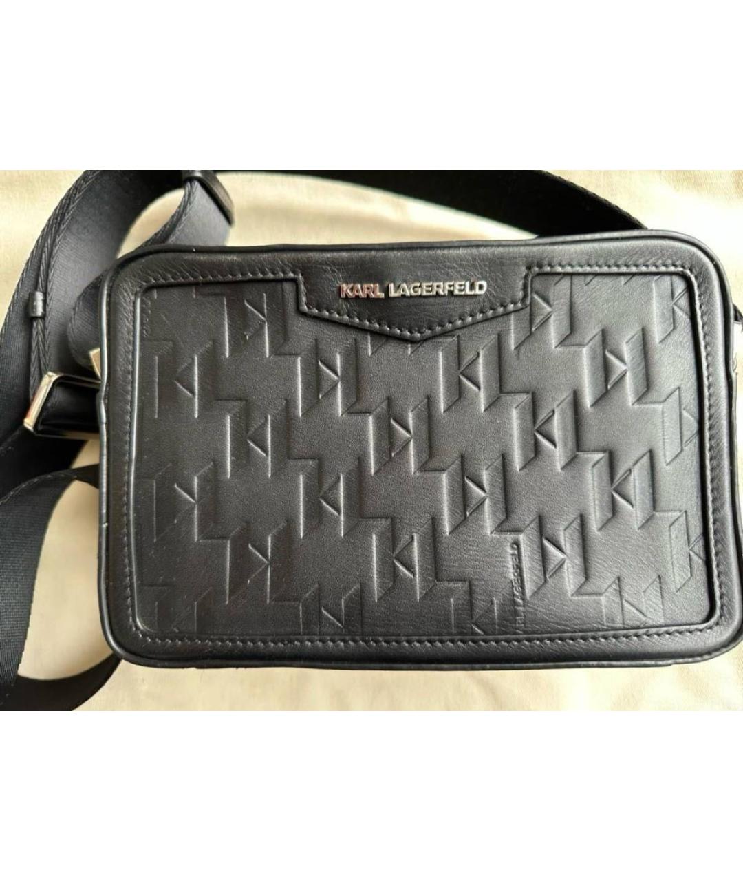 KARL LAGERFELD Черная кожаная сумка на плечо, фото 5