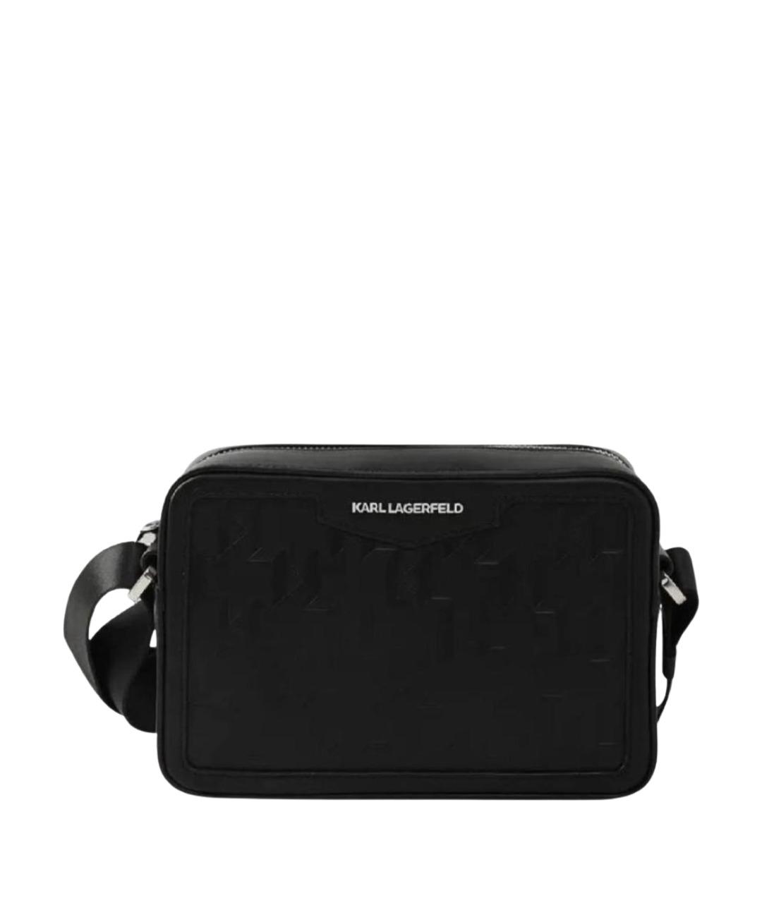KARL LAGERFELD Черная кожаная сумка на плечо, фото 1