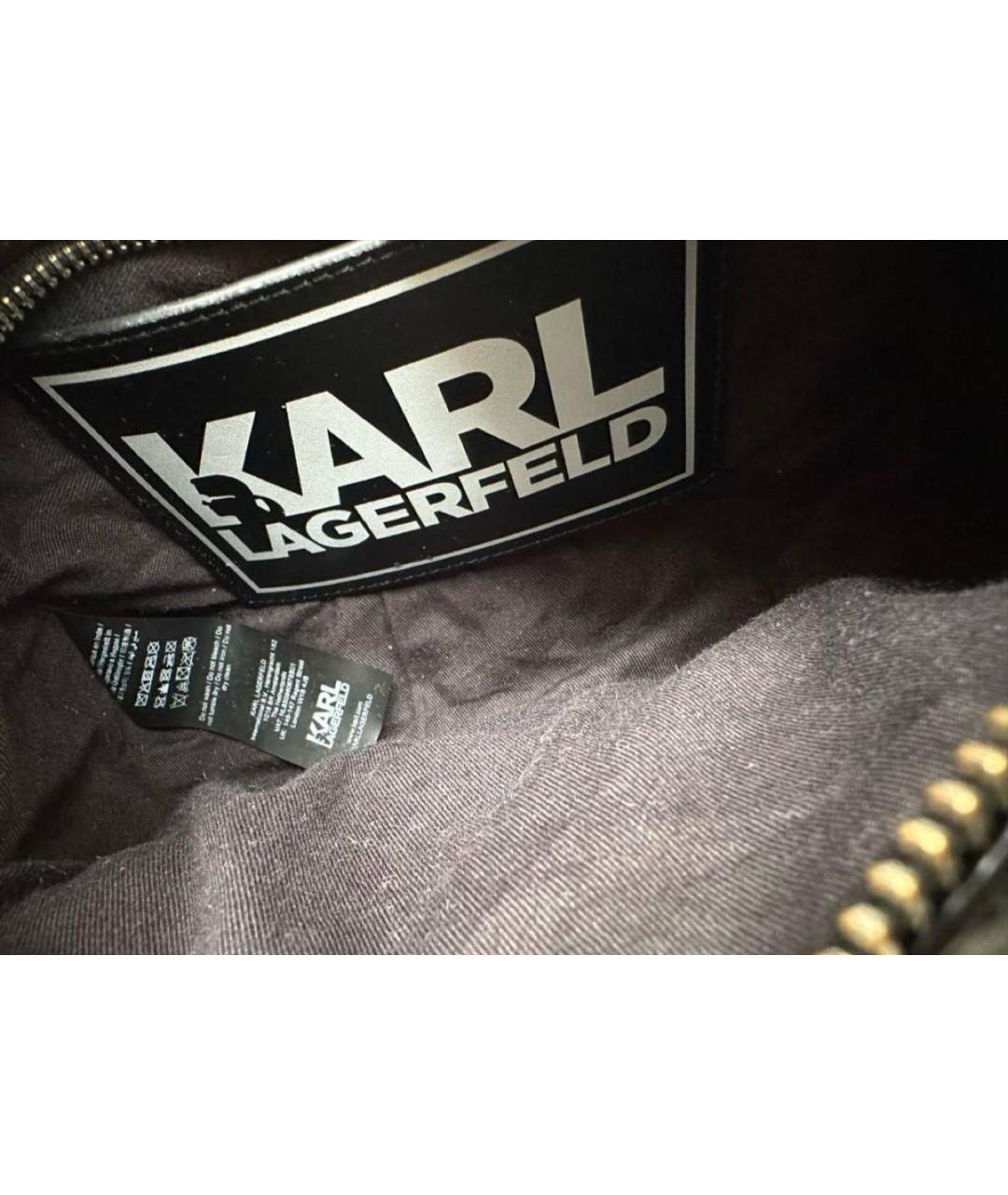 KARL LAGERFELD Черная кожаная сумка на плечо, фото 4