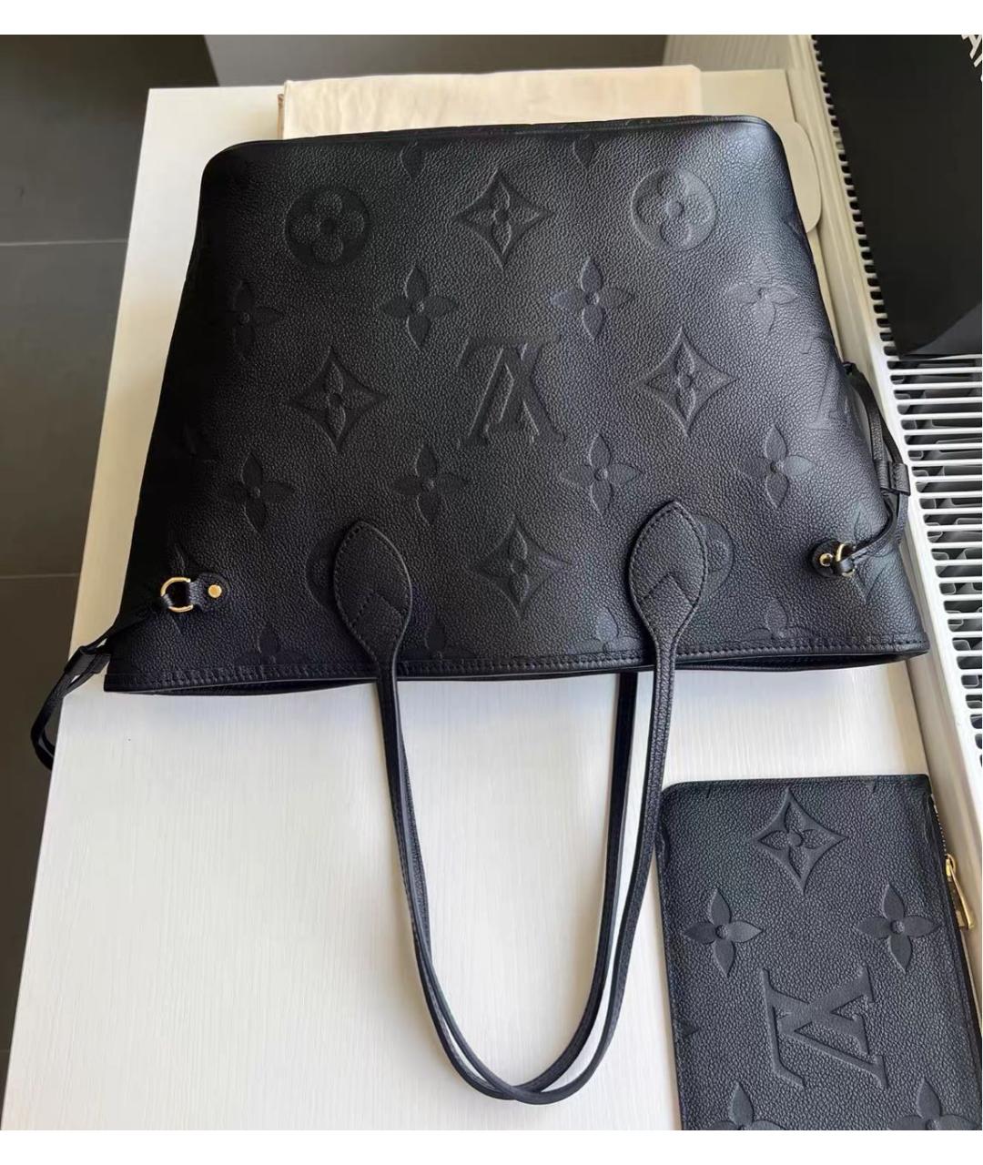 LOUIS VUITTON Черная кожаная сумка тоут, фото 9