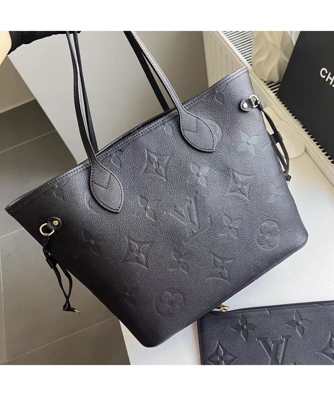 LOUIS VUITTON Черная кожаная сумка тоут, фото 2