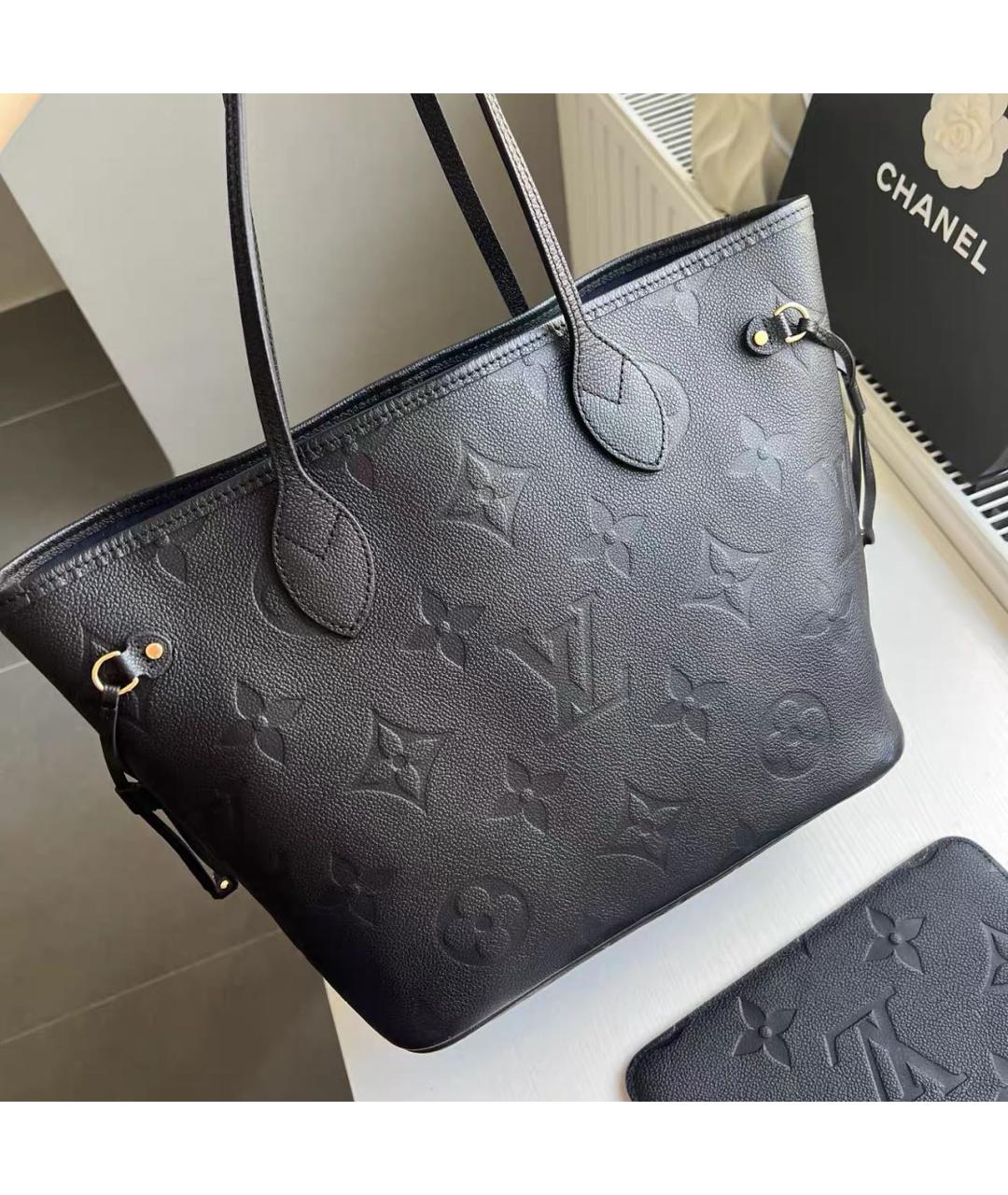 LOUIS VUITTON Черная кожаная сумка тоут, фото 3