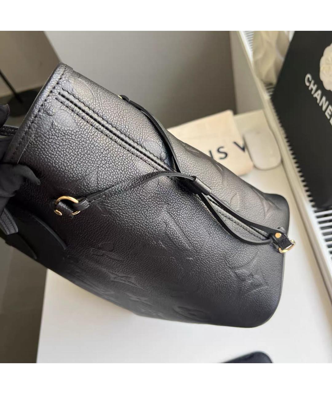 LOUIS VUITTON Черная кожаная сумка тоут, фото 5