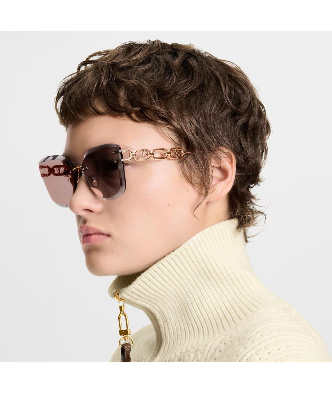 LOUIS VUITTON Золотые металлические солнцезащитные очки, фото 4
