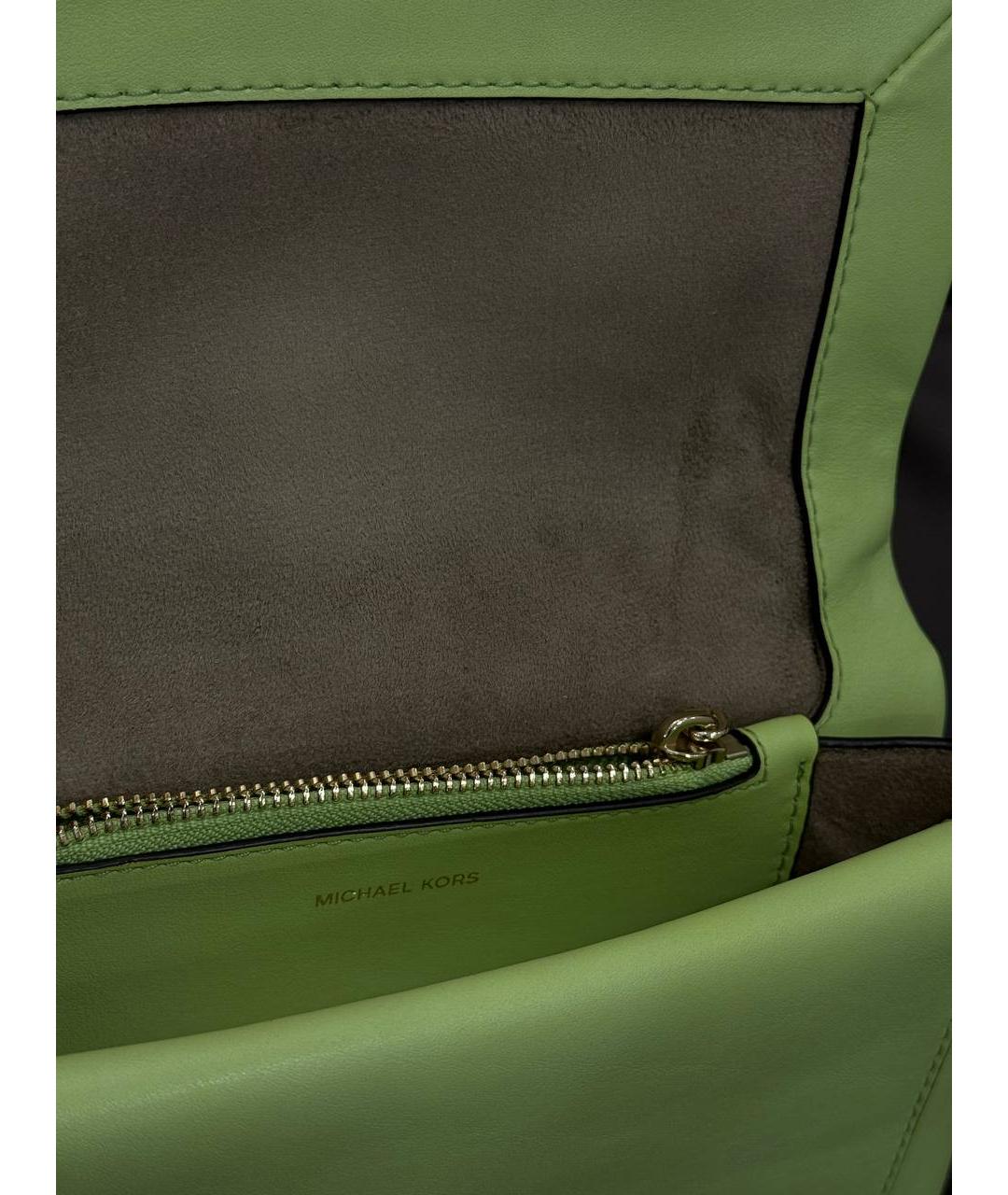 MICHAEL KORS Зеленая кожаная сумка через плечо, фото 4