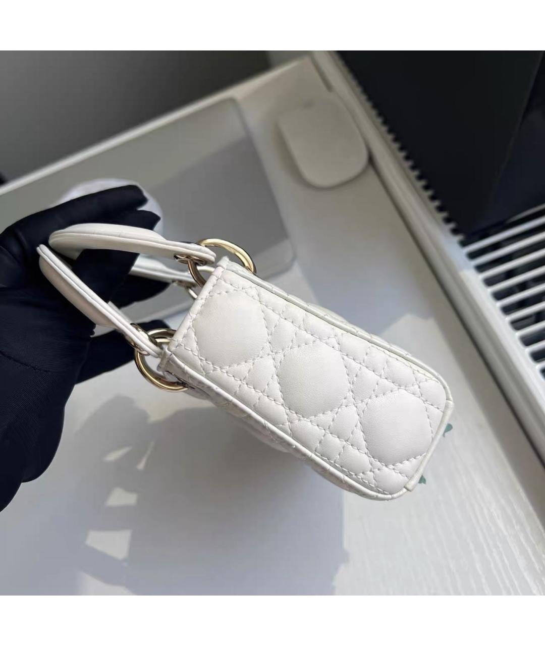 CHRISTIAN DIOR Белая кожаная сумка с короткими ручками, фото 4