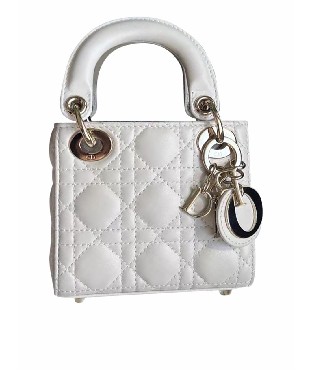 CHRISTIAN DIOR Белая кожаная сумка с короткими ручками, фото 1