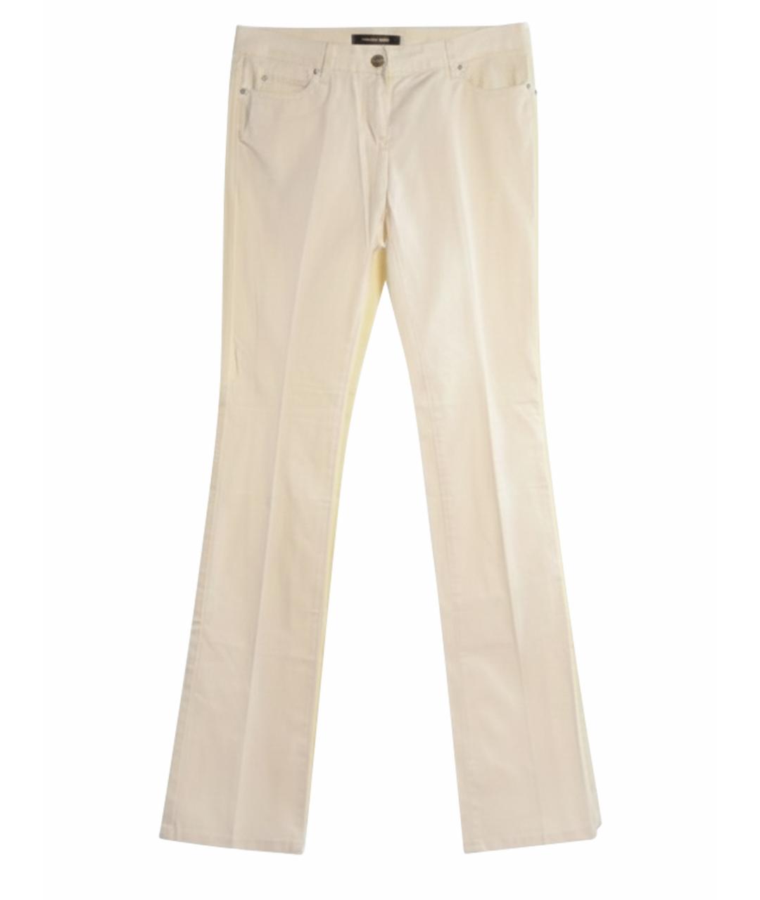 ROBERTO CAVALLI Белые хлопко-эластановые прямые брюки, фото 1